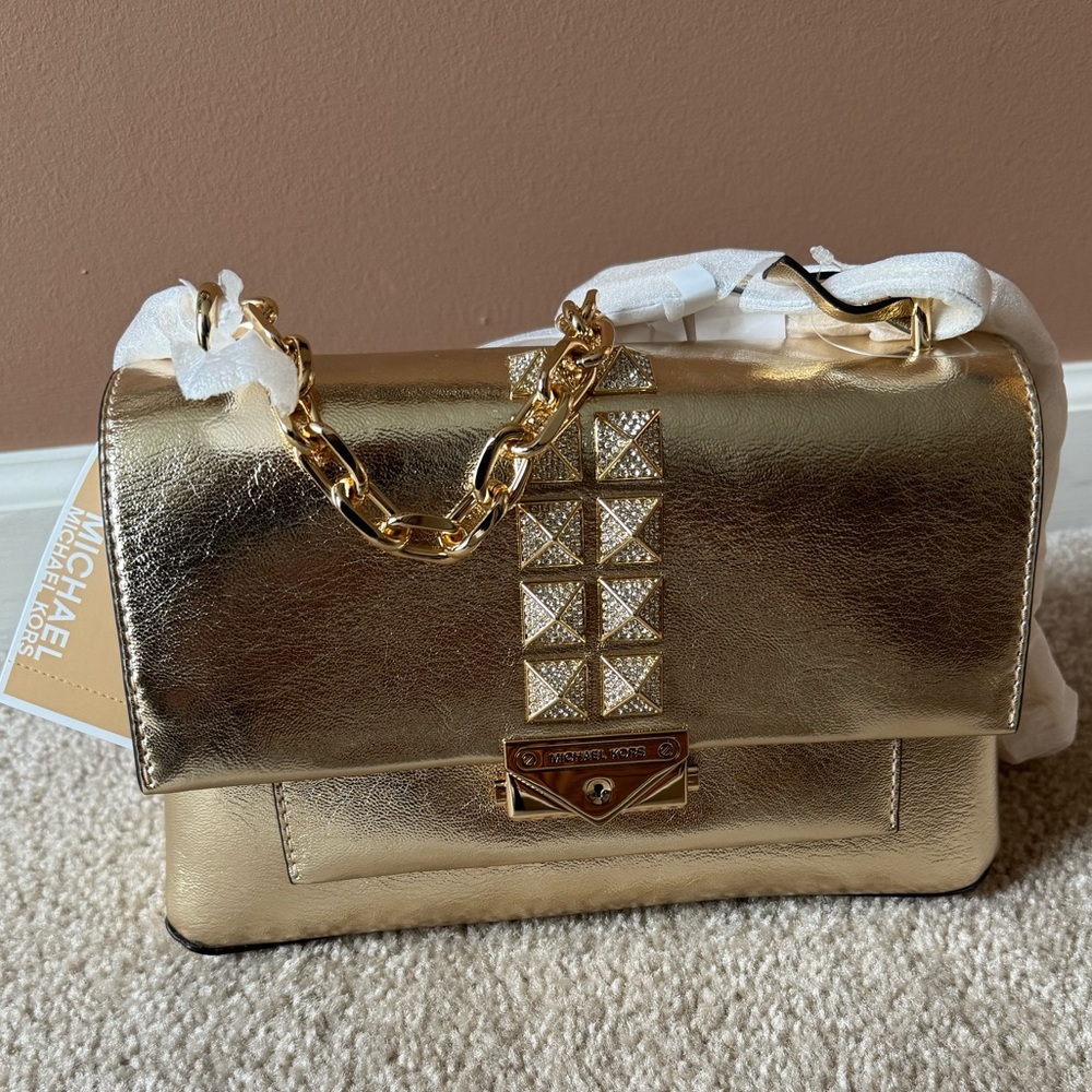 Michael Kors Gold studded purse, chain strap NWT